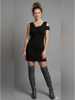 NWT IRO Womens Asymmetrical Strappy Bodycon Jersey Dress Black Size 0/XS